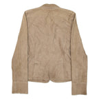PEARLS Womens Blazer Jacket Beige Leather Suede S