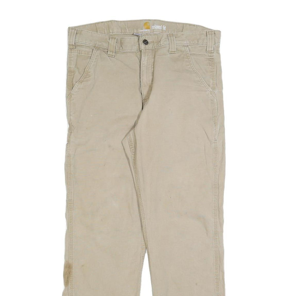 CARHARTT Mens Jeans Beige Relaxed Straight Denim W32 L30 Workwear Utility