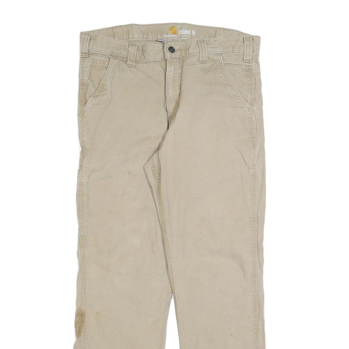 CARHARTT Mens Jeans Beige Relaxed Straight Denim W32 L30 Workwear Utility