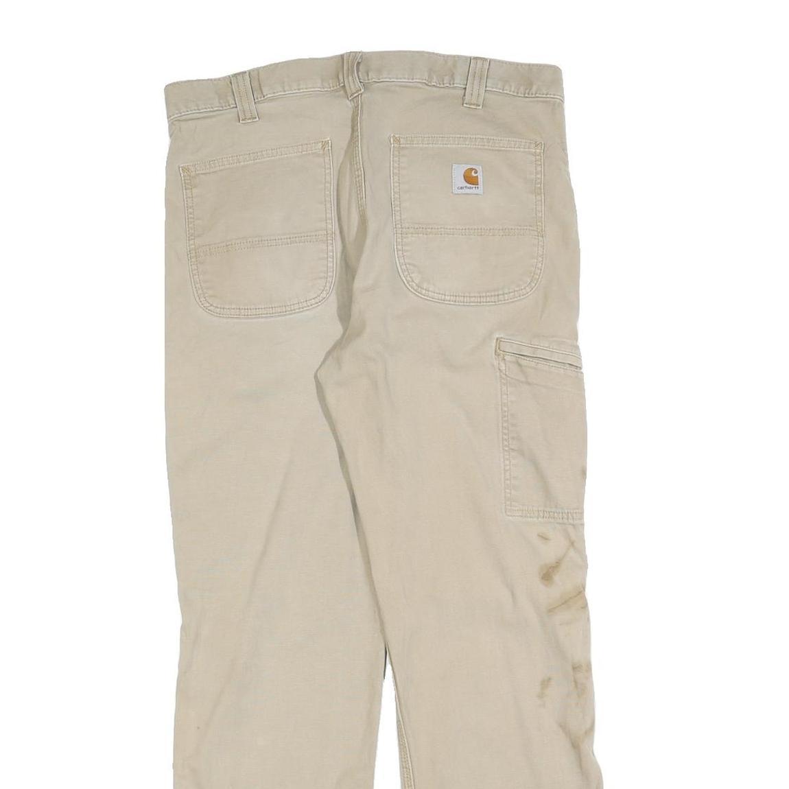 CARHARTT Mens Jeans Beige Relaxed Straight Denim W32 L30 Workwear Utility