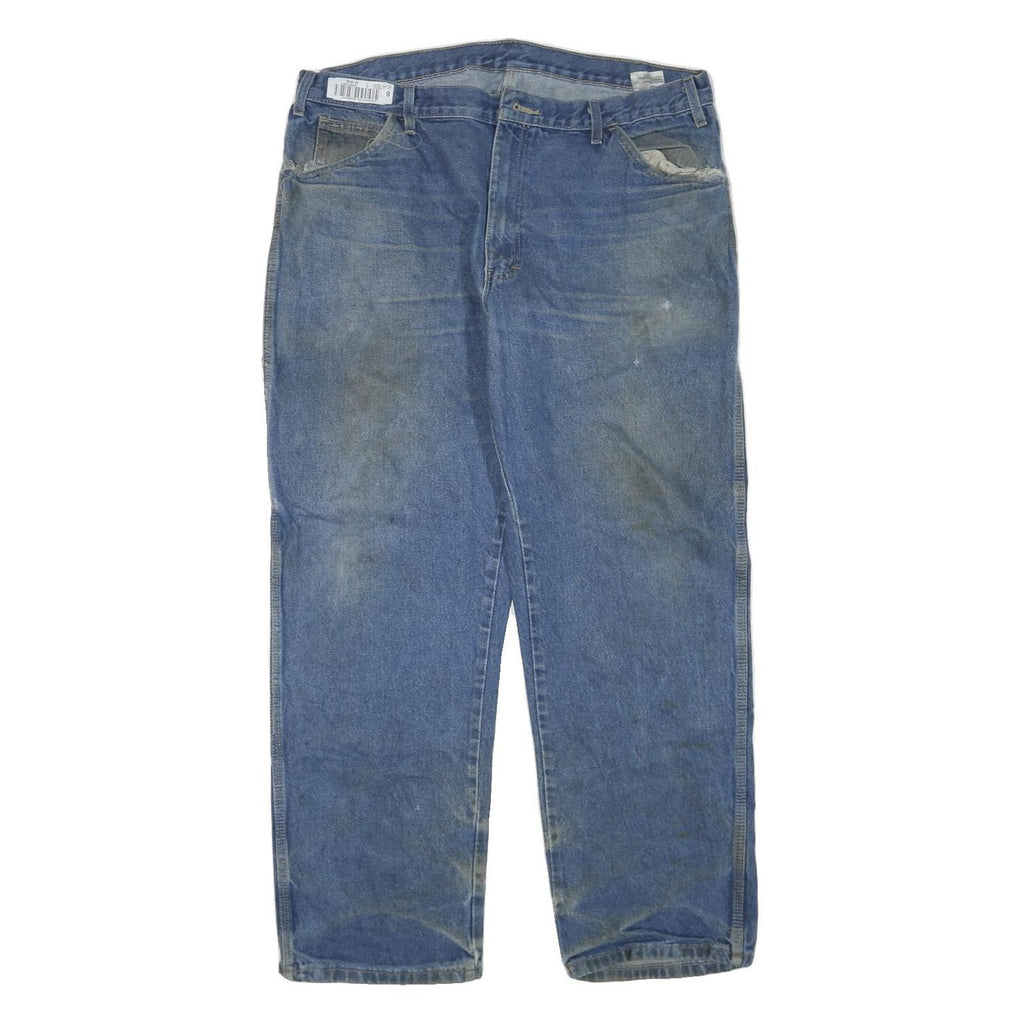 CARHARTT Mens Blue Regular Straight Denim W36 L30 Workwear Zip Closure Jeans