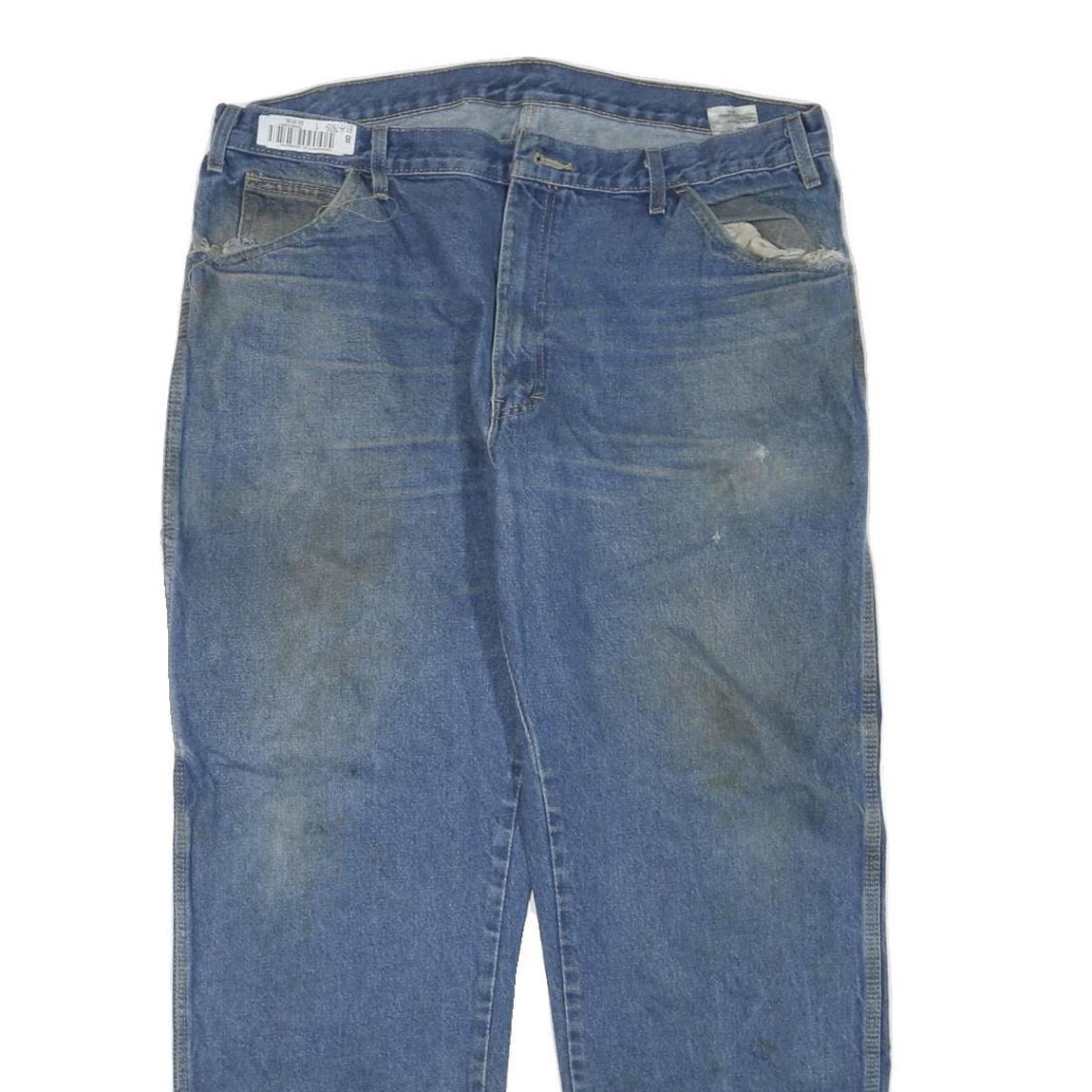 CARHARTT Mens Blue Regular Straight Denim W36 L30 Workwear Zip Closure Jeans