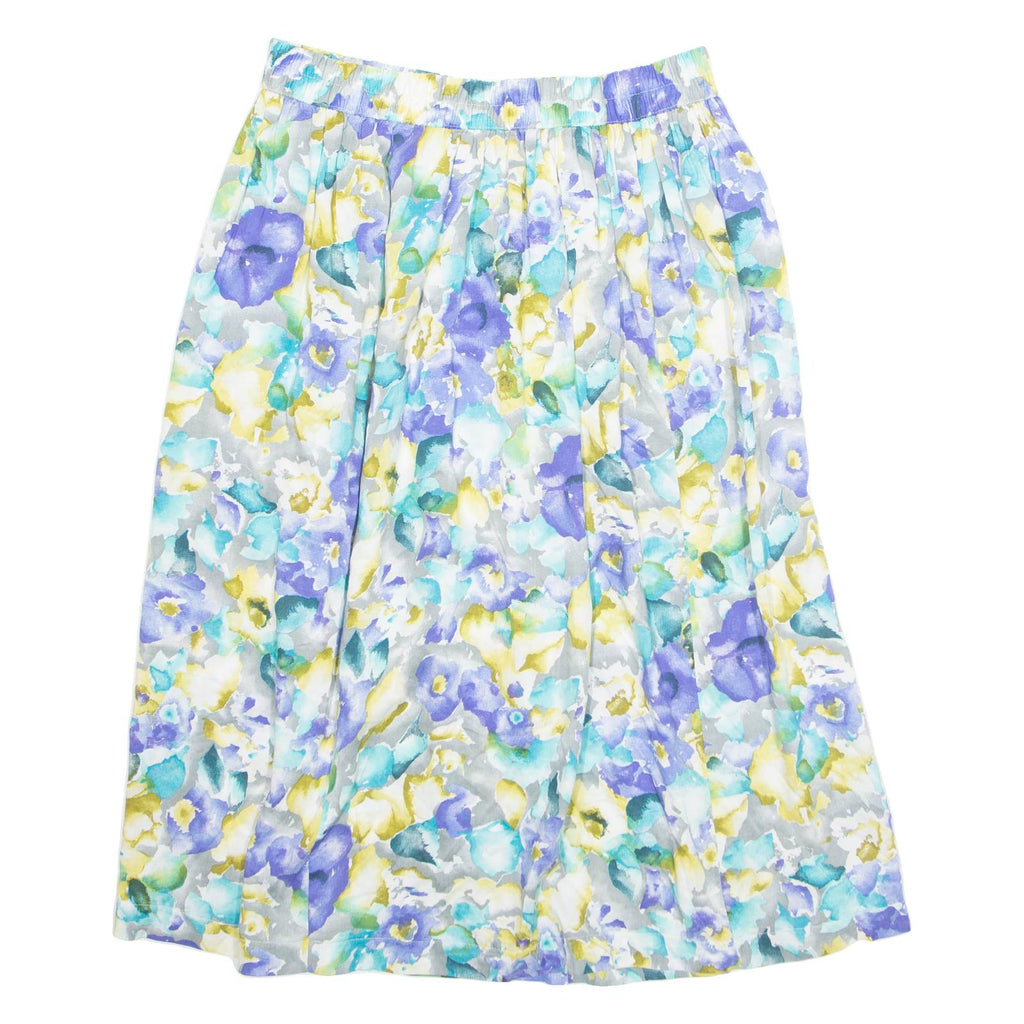 Womens A-Line Skirt Blue Knee Length Floral M