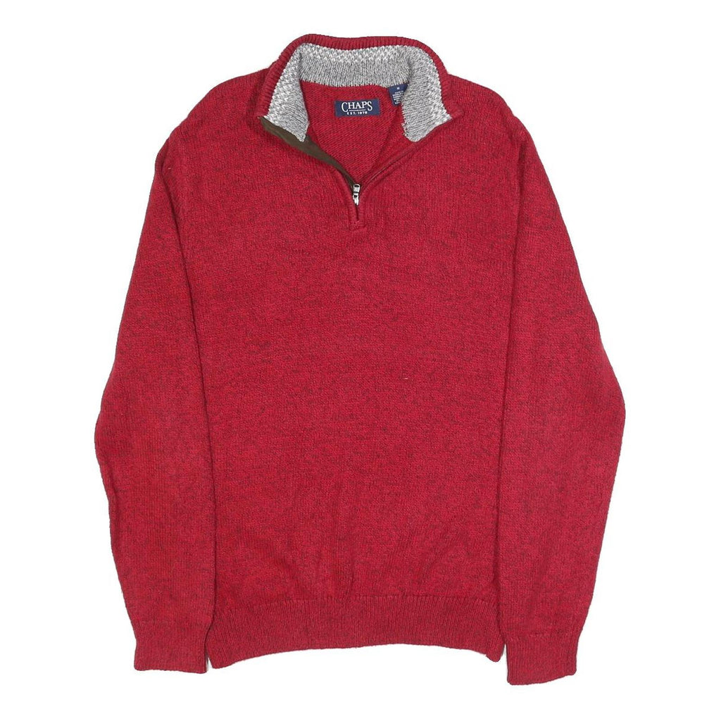 CHAPS Mens Red Pullover Plain Crew Neck Basic Knit Jumper M Cotton Blend