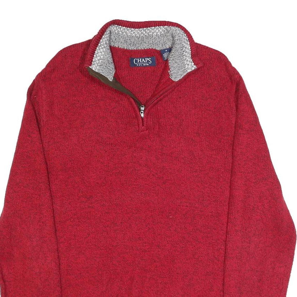 CHAPS Mens Red Pullover Plain Crew Neck Basic Knit Jumper M Cotton Blend