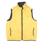 NAUTICA Mens Yellow & Navy Quilted Gilet L Polyester Blend Zip Padded Vest