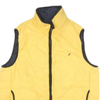 NAUTICA Mens Yellow & Navy Quilted Gilet L Polyester Blend Zip Padded Vest