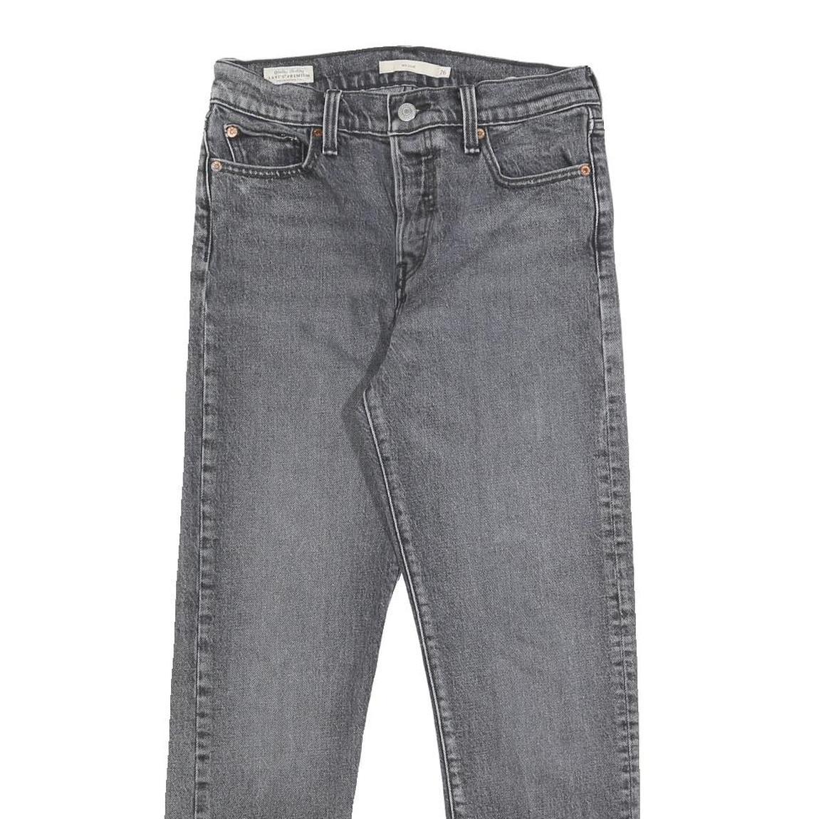 LEVI'S Wedgie Big E Womens Jeans Grey Regular Straight Denim Raw W26 L26 Classic