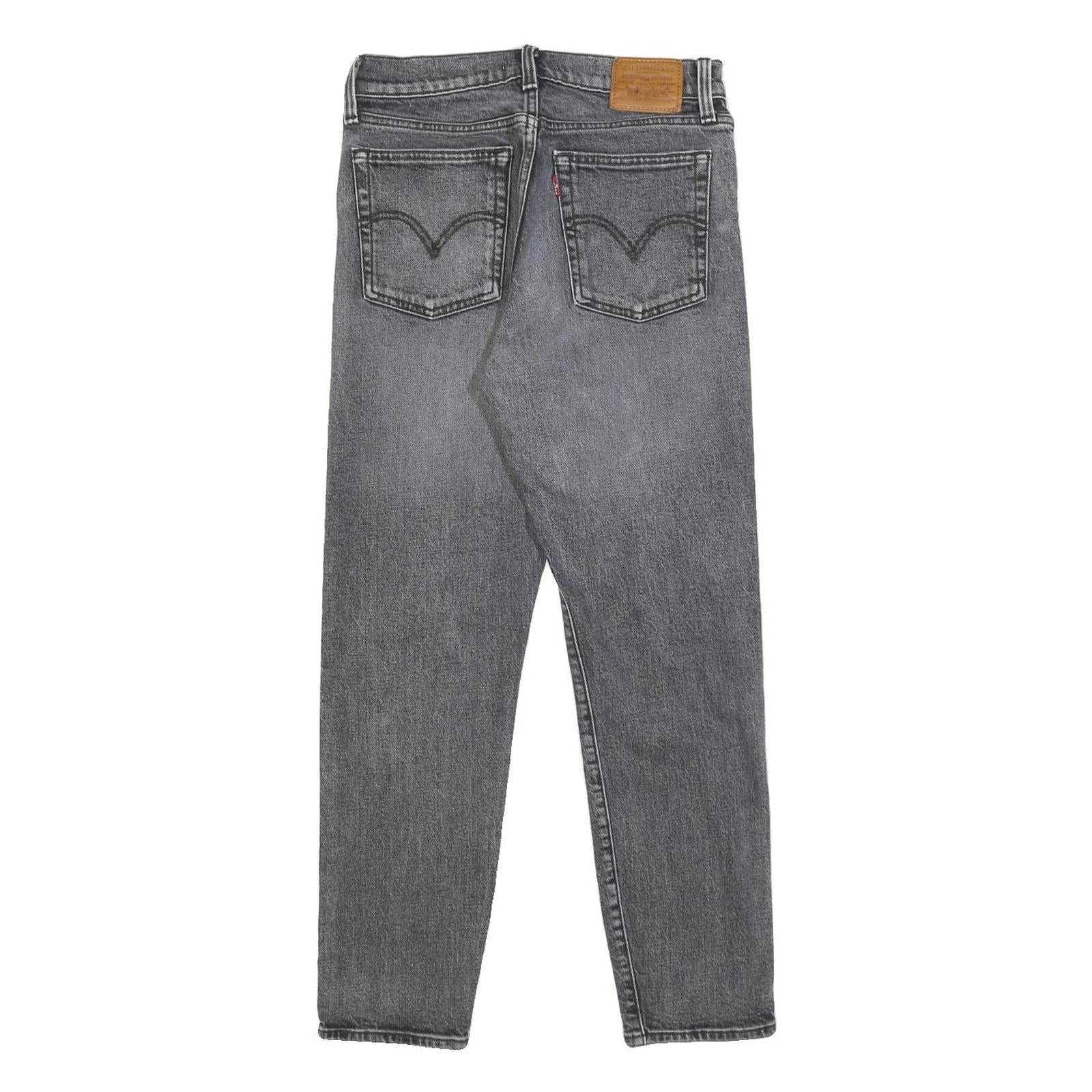 LEVI'S Wedgie Big E Womens Jeans Grey Regular Straight Denim Raw W26 L26 Classic