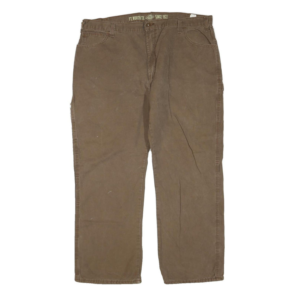 DICKIES Mens Regular Fit Jeans Brown Cotton Blend W40 L30 Workwear Zip Closure