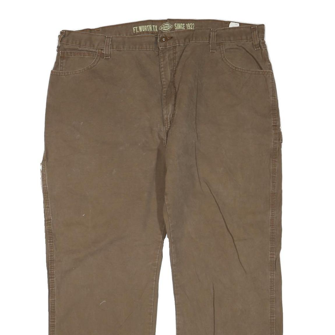 DICKIES Mens Regular Fit Jeans Brown Cotton Blend W40 L30 Workwear Zip Closure