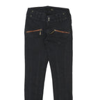 JUST CAVALLI Womens Slim Black Denim Jeans Zip W26 L30 Zipper Detail