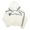 CHAMPION Womens White Zip Up Hoodie XL Cotton Blend Logo Tape Detail