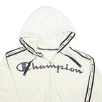 CHAMPION Womens White Zip Up Hoodie XL Cotton Blend Logo Tape Detail