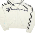 CHAMPION Womens White Zip Up Hoodie XL Cotton Blend Logo Tape Detail