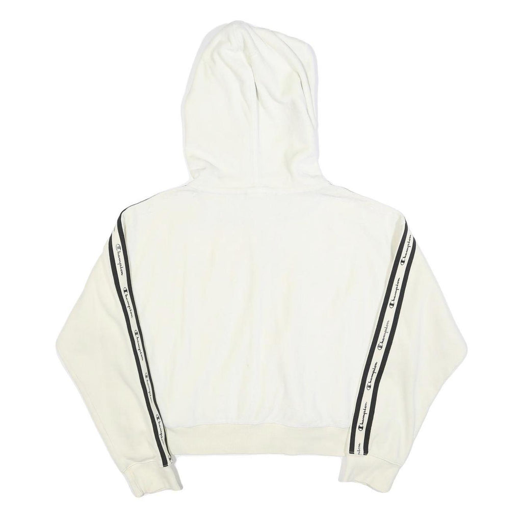 CHAMPION Womens White Zip Up Hoodie XL Cotton Blend Logo Tape Detail