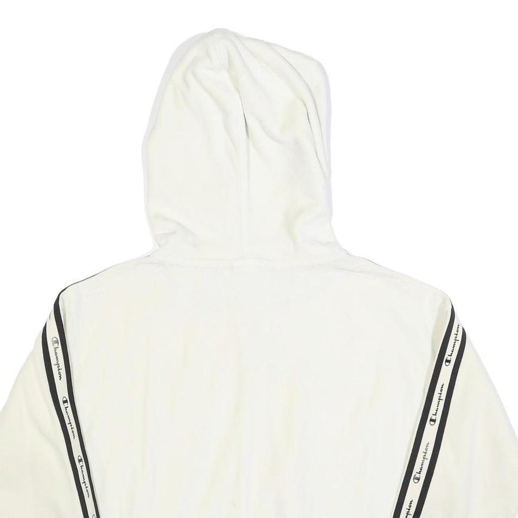 CHAMPION Womens White Zip Up Hoodie XL Cotton Blend Logo Tape Detail