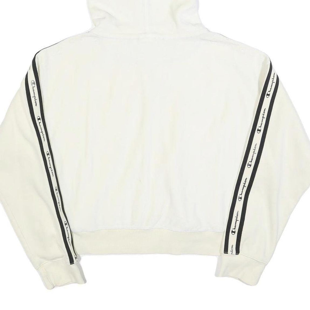 CHAMPION Womens White Zip Up Hoodie XL Cotton Blend Logo Tape Detail