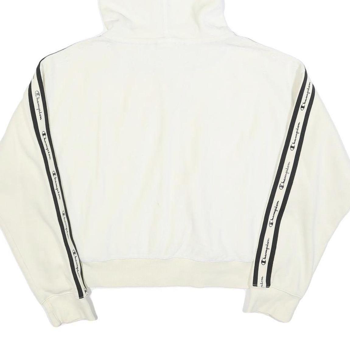 CHAMPION Womens White Zip Up Hoodie XL Cotton Blend Logo Tape Detail