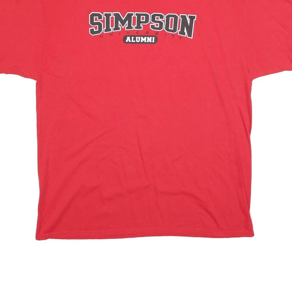 CHAMPION Mens Red Simpson Alumni Graphic T-Shirt 2XL Short Sleeve Crew Neck