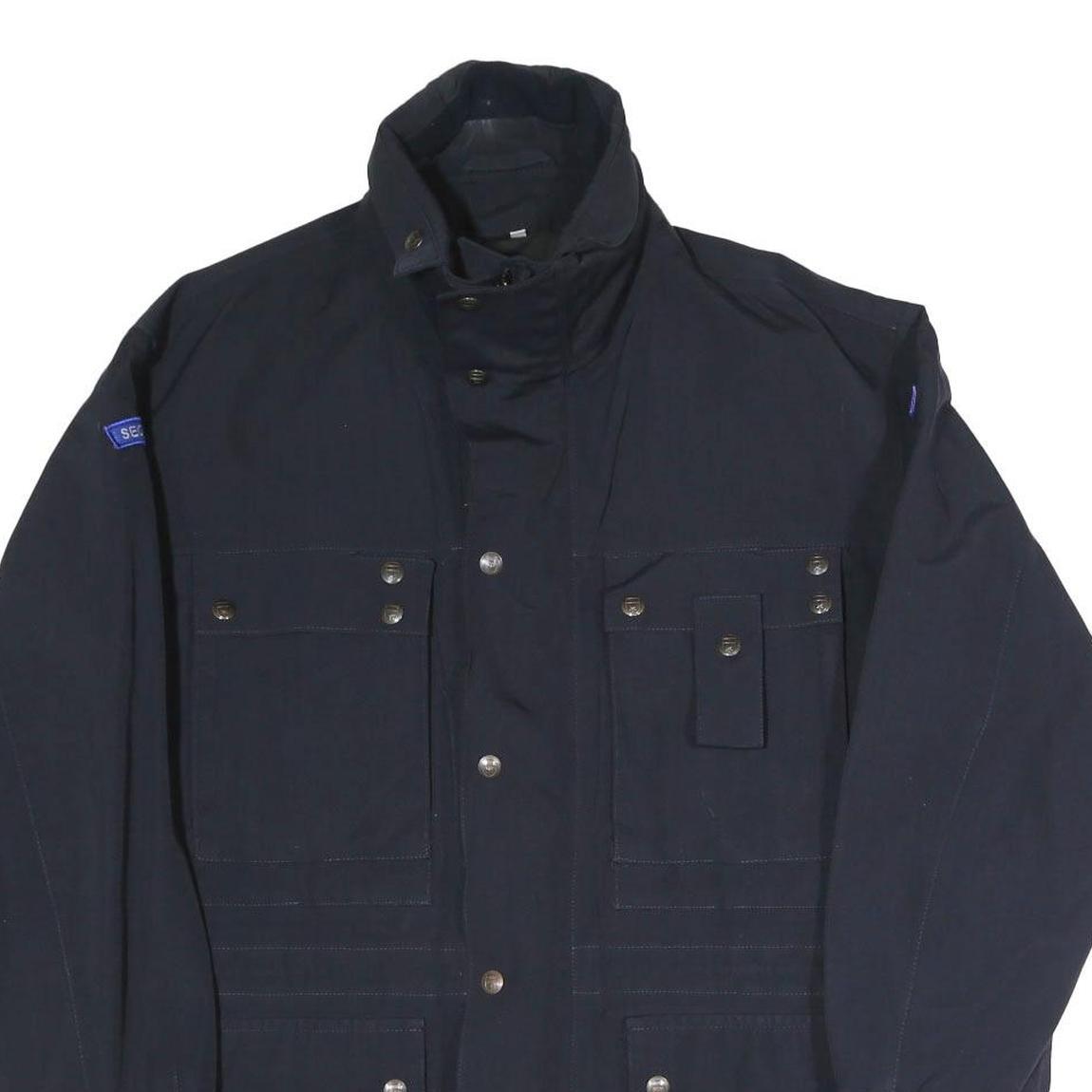 Mens Navy Jacket M Polyester Blend Plain Zip Security Style Securitas Logo