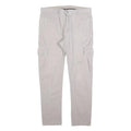 TAILORED Mens Cotton Blend Slim Beige Cargo Trousers W34 L30 Casual Zip