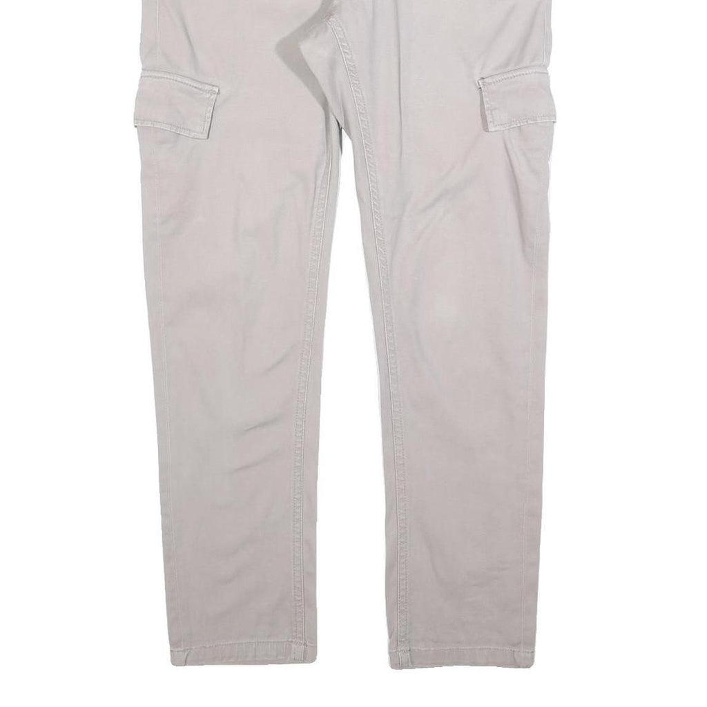 TAILORED Mens Cotton Blend Slim Beige Cargo Trousers W34 L30 Casual Zip