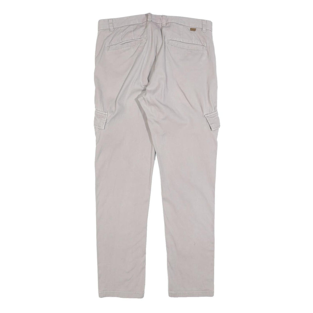 TAILORED Mens Cotton Blend Slim Beige Cargo Trousers W34 L30 Casual Zip