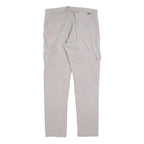 TAILORED Mens Cotton Blend Slim Beige Cargo Trousers W34 L30 Casual Zip