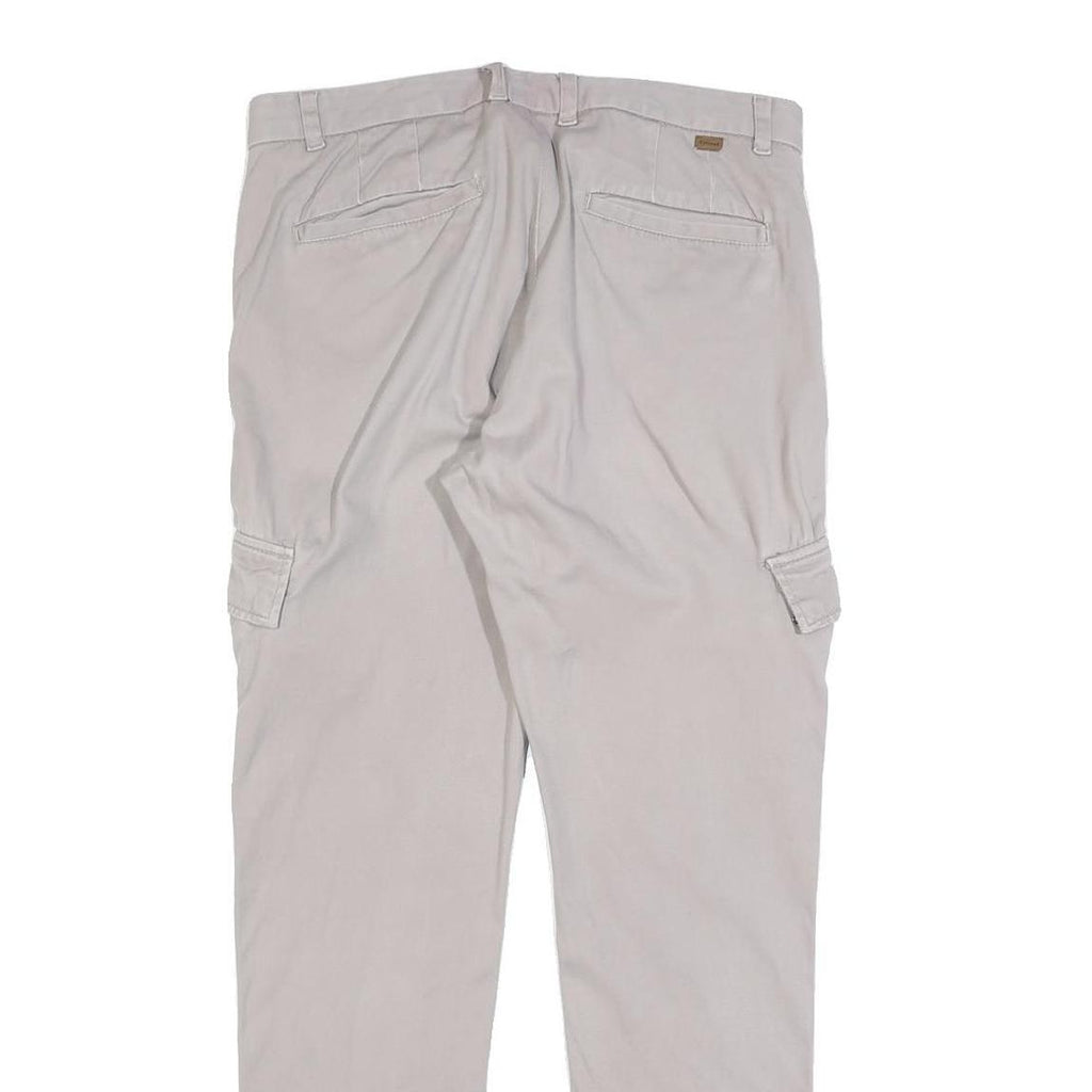 TAILORED Mens Cotton Blend Slim Beige Cargo Trousers W34 L30 Casual Zip