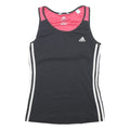 ADIDAS Womens Black & Pink Sports T-Shirt UK 12 Sleeveless Round Neck