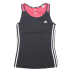ADIDAS Womens Black & Pink Sports T-Shirt UK 12 Sleeveless Round Neck
