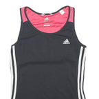 ADIDAS Womens Black & Pink Sports T-Shirt UK 12 Sleeveless Round Neck