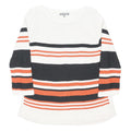 LAURA ASHLEY Womens White & Orange Striped Pattern Jumper Crew Neck Basic Knit