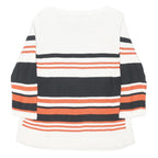 LAURA ASHLEY Womens White & Orange Striped Pattern Jumper Crew Neck Basic Knit