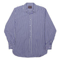 MARKS & SPENCER Mens Blue & White Striped Shirt L Long Sleeve Cotton Blend