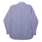 MARKS & SPENCER Mens Blue & White Striped Shirt L Long Sleeve Cotton Blend