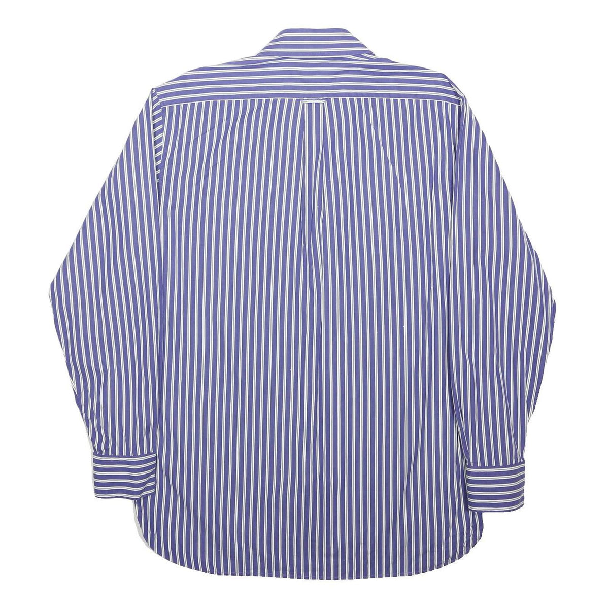 MARKS & SPENCER Mens Blue & White Striped Shirt L Long Sleeve Cotton Blend