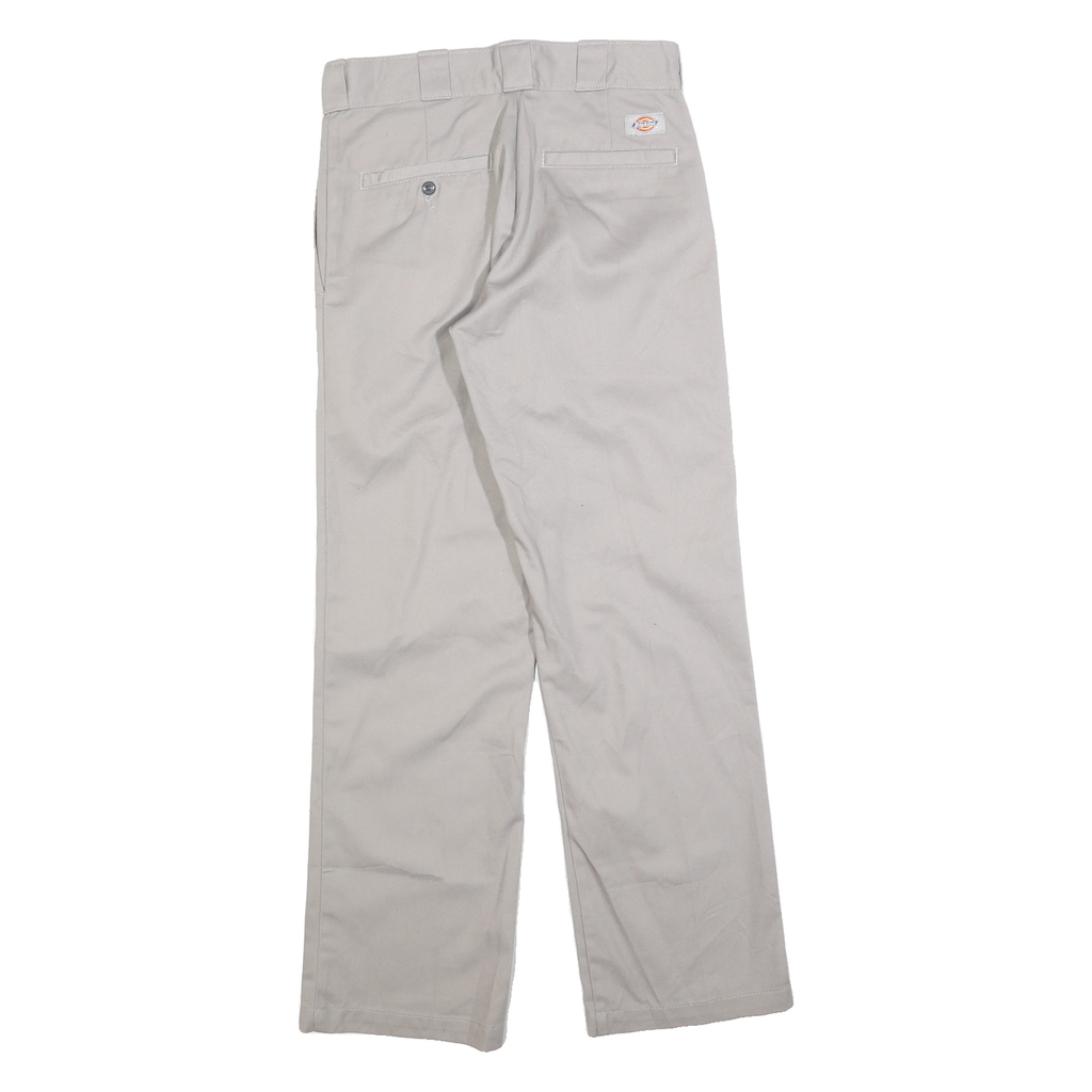DICKIES Mens Cotton Blend Beige Regular Straight Trousers W28 L30 Workwear Zip