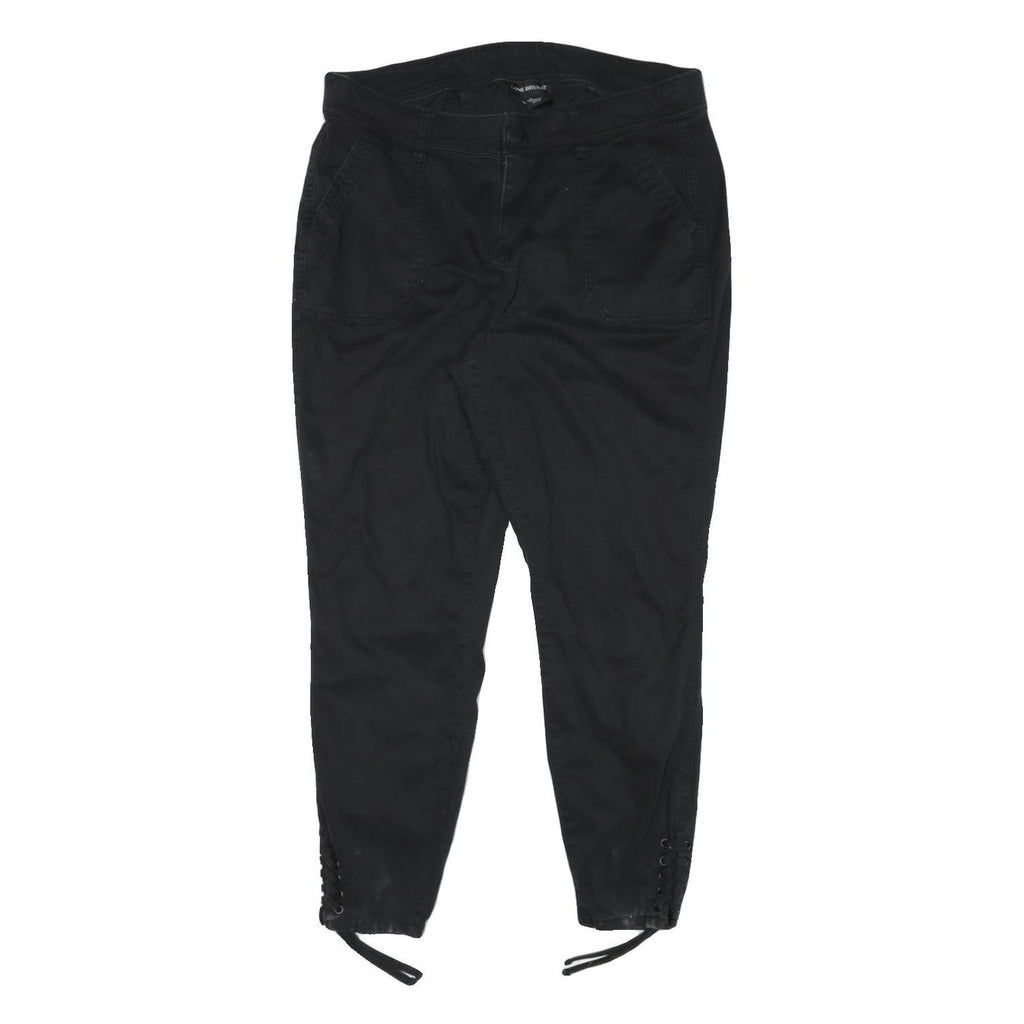 LANE BRYANT Womens Cotton Blend Black Relaxed Tapered Trousers W34 L27