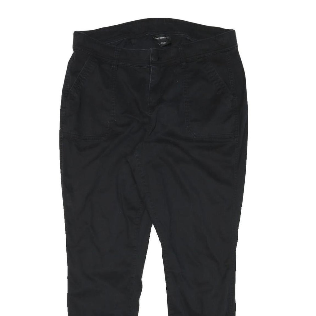 LANE BRYANT Womens Cotton Blend Black Relaxed Tapered Trousers W34 L27
