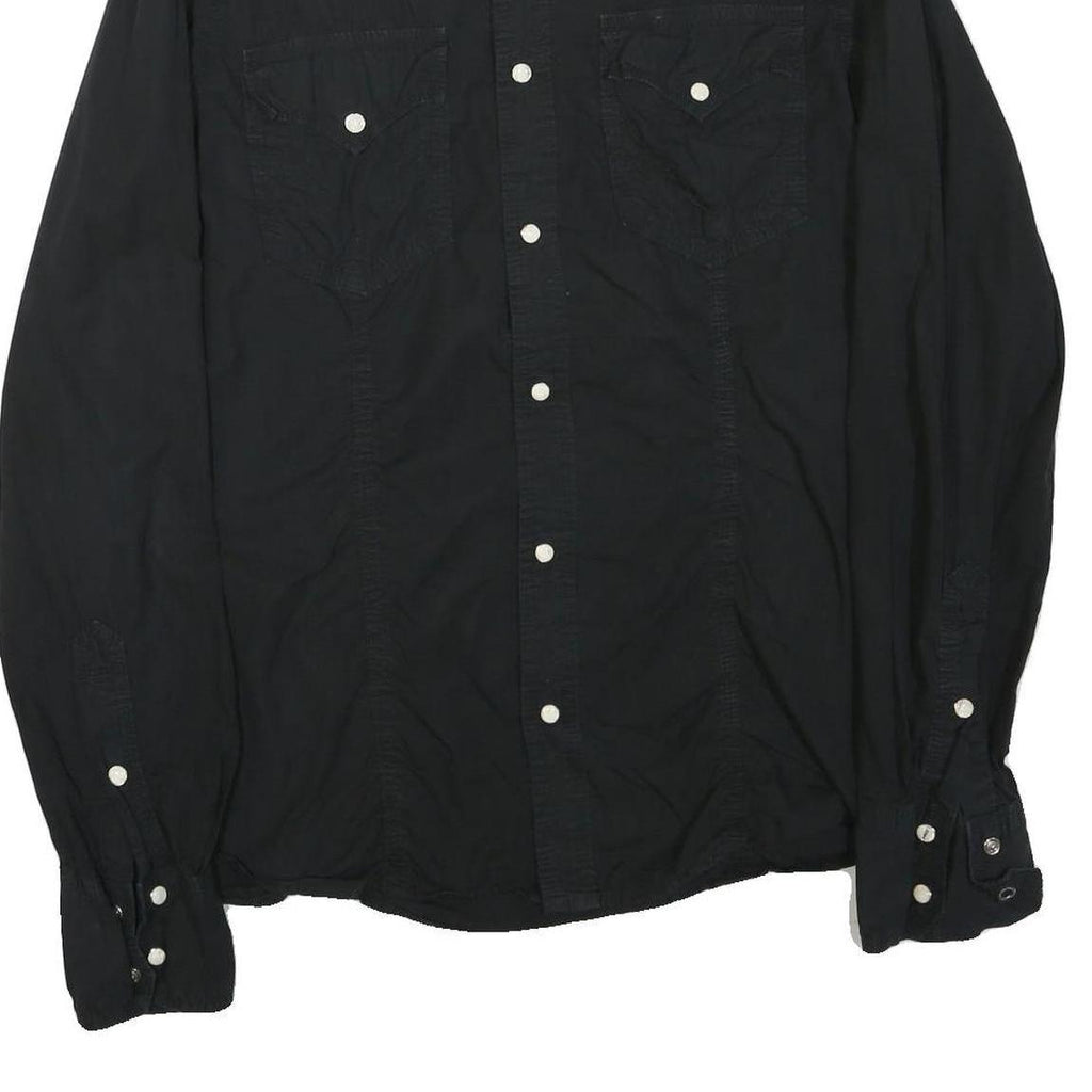 TRUE RELIGION Mens Black Shirt S Button Long Sleeve Cotton Blend Casual