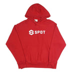 CHAMPION REVERSE WEAVE Mens Red Pullover Hoodie L Spot Logo Cotton Blend