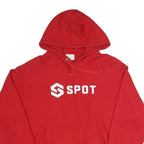 CHAMPION REVERSE WEAVE Mens Red Pullover Hoodie L Spot Logo Cotton Blend