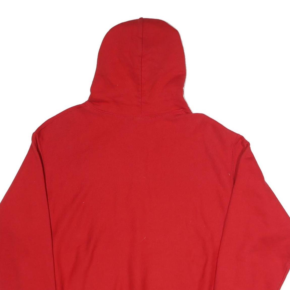CHAMPION REVERSE WEAVE Mens Red Pullover Hoodie L Spot Logo Cotton Blend