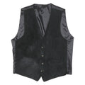 Mens Black Wax Leather Waistcoat Tailored Fit M Button Closure Plain