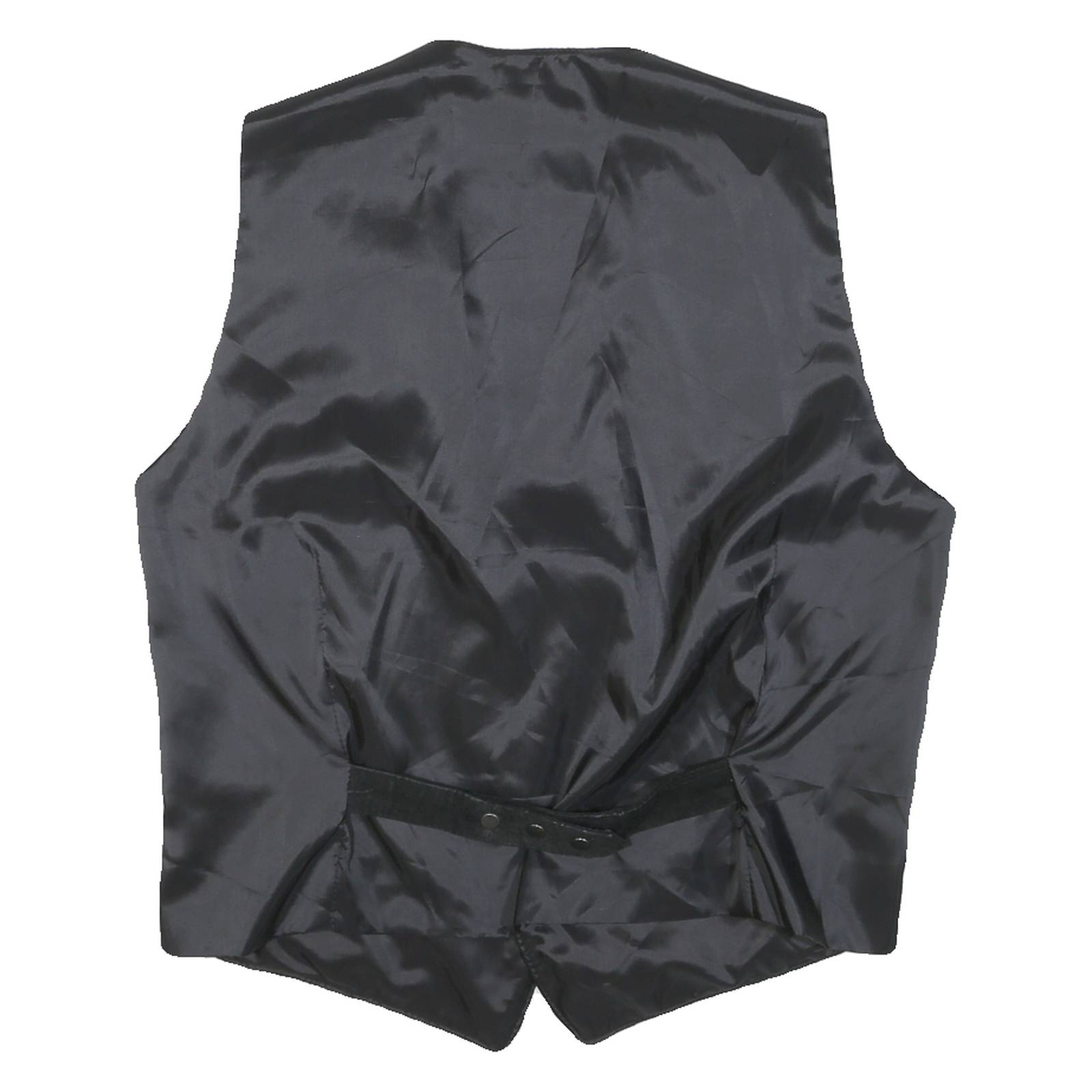 Mens Black Wax Leather Waistcoat Tailored Fit M Button Closure Plain