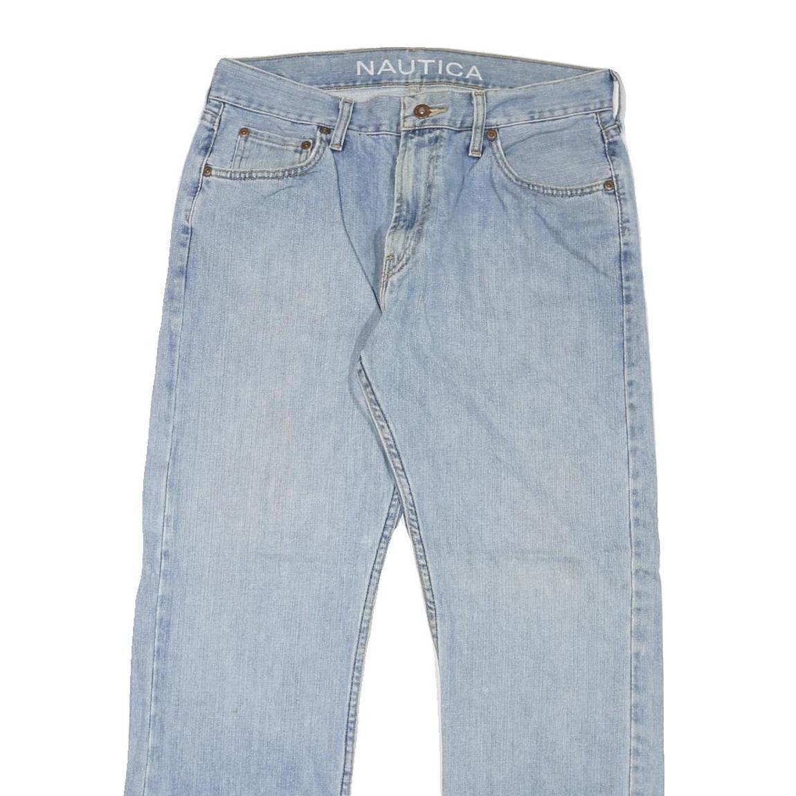 NAUTICA Mens Jeans Blue Regular Straight Denim Light W33 L30 Classic Fit Zip