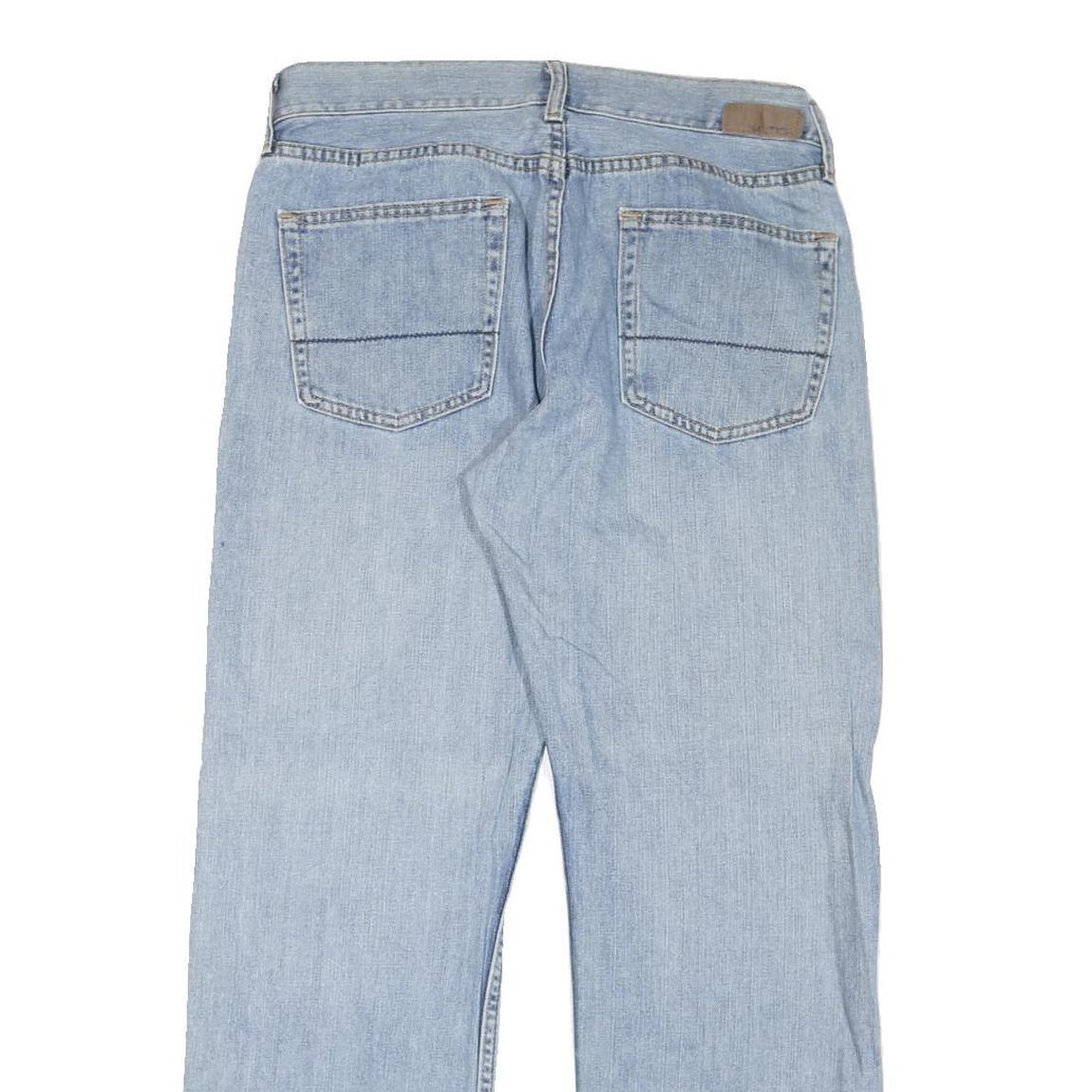 NAUTICA Mens Jeans Blue Regular Straight Denim Light W33 L30 Classic Fit Zip