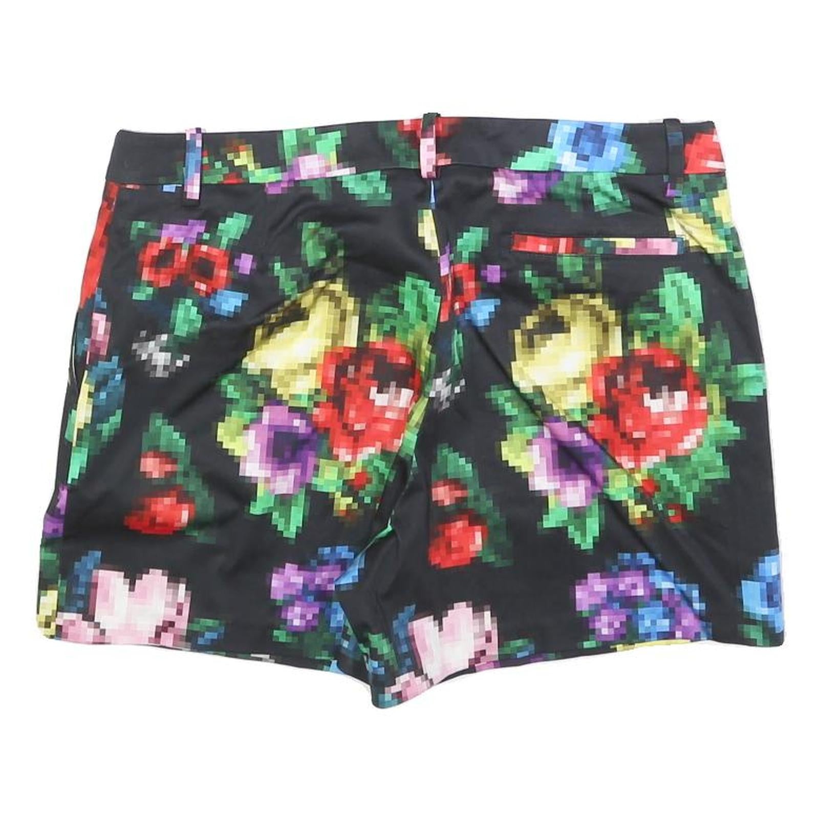 LOVE MOSCHINO Womens Floral Pixel Print Shorts Black UK 14 W34 Polyester Blend